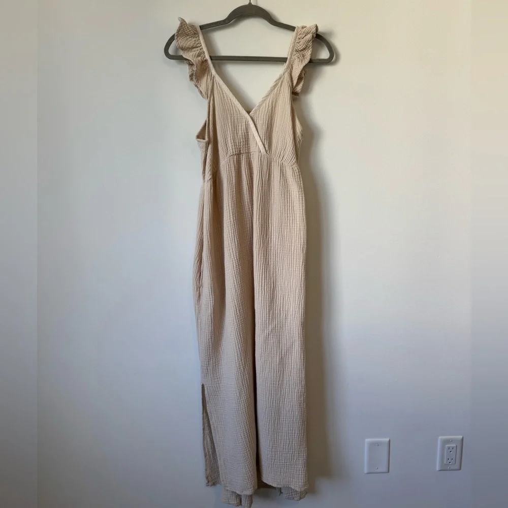 Magaschoni Organic Gauze Midi Dress in Sand Color - Size L - Picture 3 of 9
